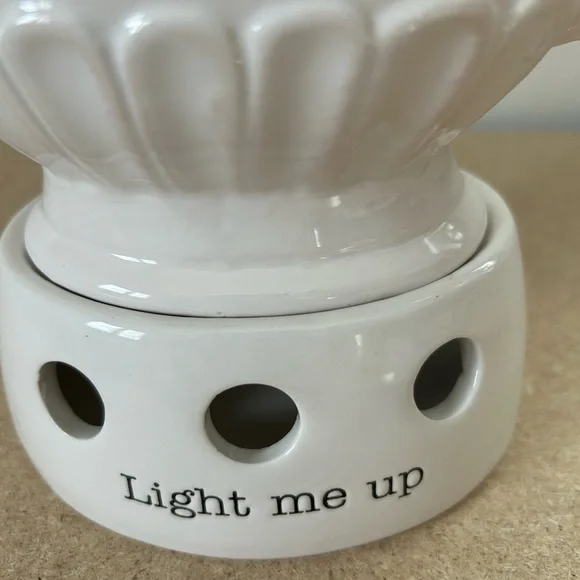 Mud Pie White Ceramic Gravy Boat with Warmer - Picture 3 of 8